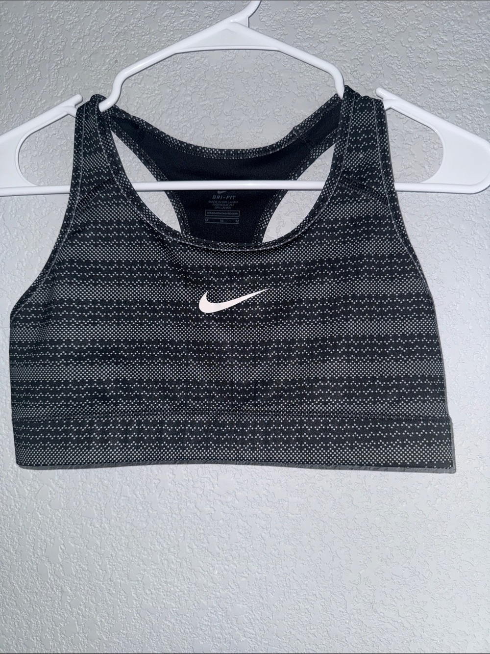 Nike Black & White Striped Dri-FIT Racerback Sports Bra